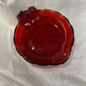 Vintage red glass ashtray. Vintage ashtray.